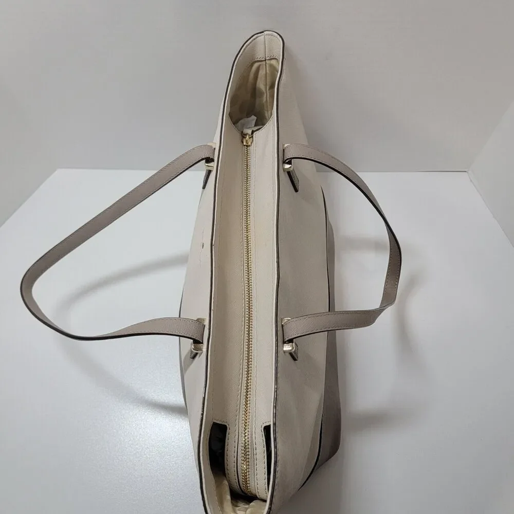 Kate‎ Spade Large Grand Street Harmony Colorblock Tote in Cream and Dove Gray